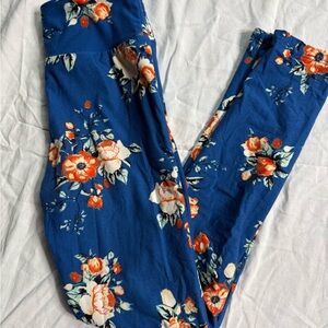 LuLaRoe Kids Leggings - Blue with Orange Floral